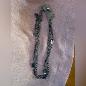 Long Dark Silver brushed chain necklace